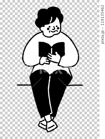 老婦人坐著看書_2 119135462