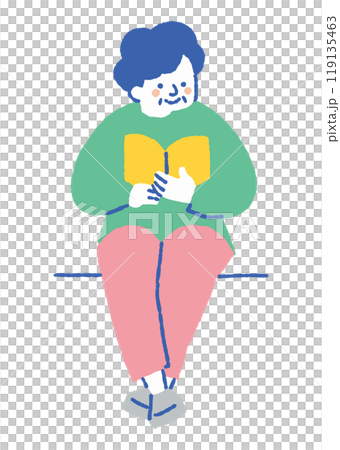 老婦人坐著看書_color 老婦人坐著看書_color 119135463