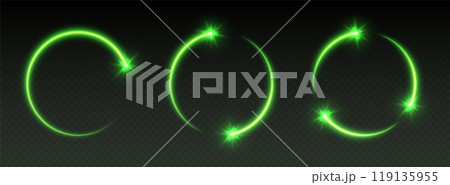 Glowing red shooting star circles with sparkles, light frames, stars in circular motion, abstract glowing rings 119135955