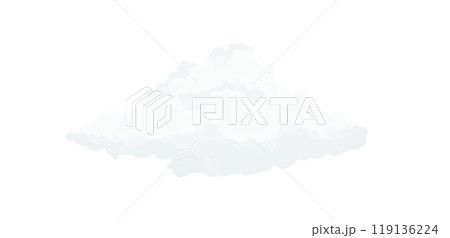 Fluffy white cloud children's drawing digital watercolor illustration for printing and web	 119136224