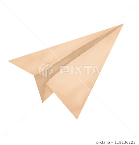 Paper airplane from kraft paper drawing digital watercolor illustration for printing and web	 119136225