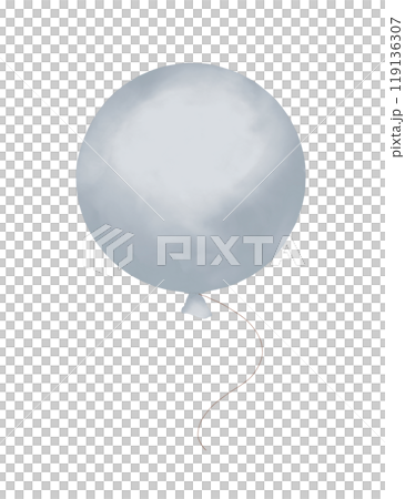 Air round balloon with string gray watercolor digital illustration for holidays, cards, invitations, posters, banners, printing and web	 119136307