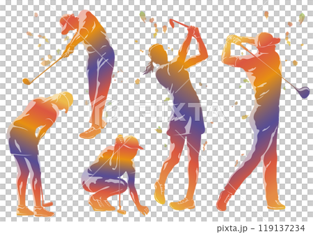 ゴルフ　シルエットイラストセット 119137234