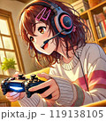 T Vゲームをする女の子「AI生成画像」 119138105