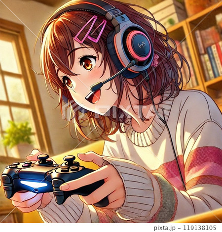 T Vゲームをする女の子「AI生成画像」 T Vゲームをする女の子「AI生成画像」 119138105