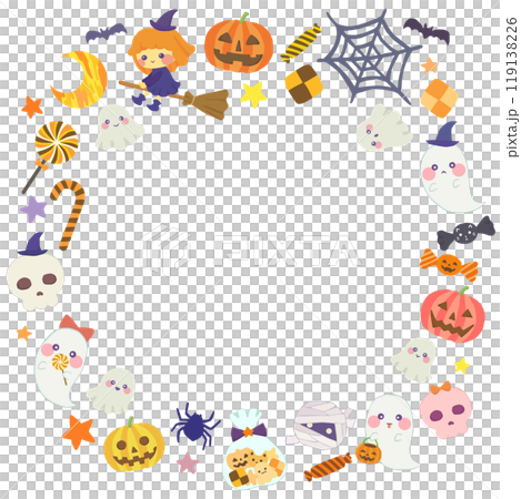 かわいいハロウィンの円形フレーム 枠 ベクター素材 119138226