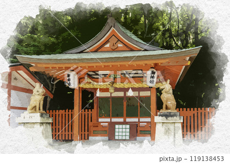 水彩画風　神戸　生田神社　蛭子神社　兵庫県神戸市 119138453