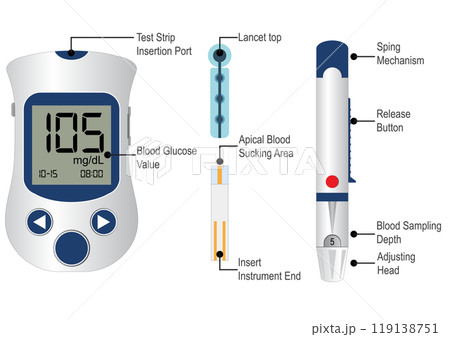 Digital blood glucose testing kit. 119138751