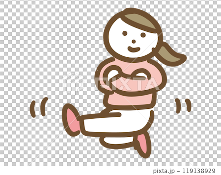 一位穿著便服的開朗年輕女子跳著哥薩克舞(全身) 一位穿著便服的開朗年輕女子跳著哥薩克舞(全身) 119138929