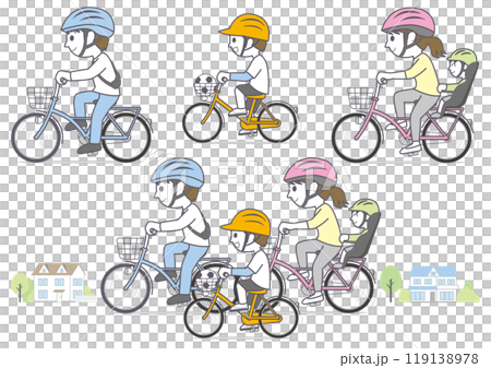 家族自転車ヘルメット着用02 119138978