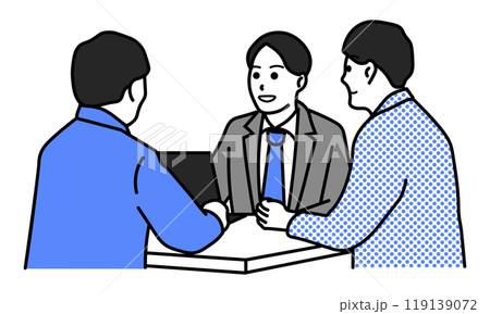 ビジネスミーティングをする三人のカラーイラスト 119139072