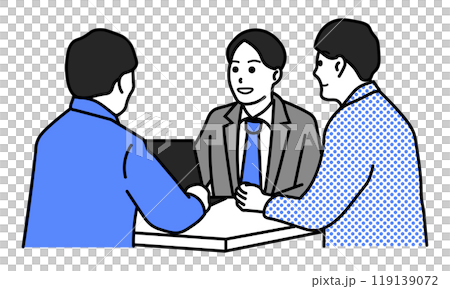 ビジネスミーティングをする三人のカラーイラスト 119139072