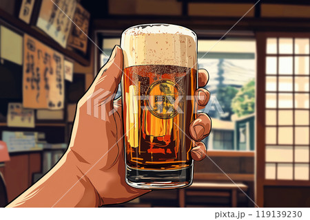 飲食店でビールを飲む男性 飲食店でビールを飲む男性 119139230