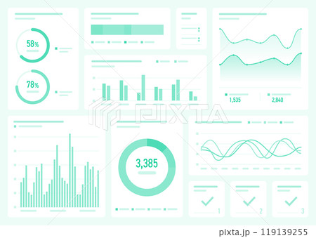 グリーンのグラフ、ダッシュボードのイラスト素材 119139255
