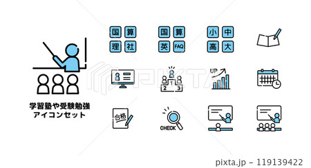 学習塾　受験勉強　塾　アイコン　セット 119139422