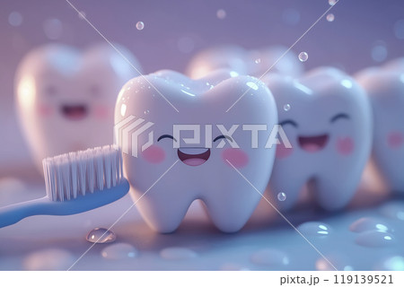 きれいな歯の可愛いキャラクターイメージ 119139521