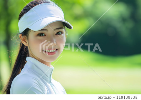 ゴルフが好きな若い女性 119139538