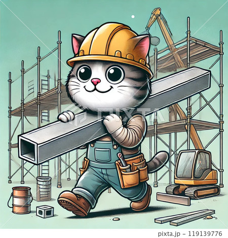 働くネコ　工事現場 119139776