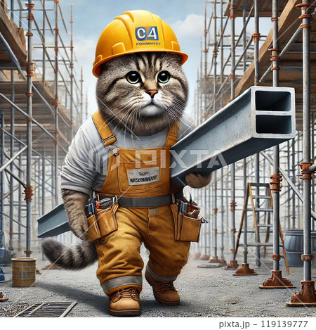働くリアルネコ　工事現場 119139777