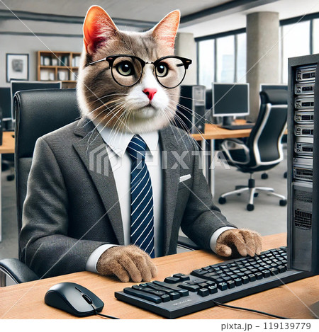 働くリアルネコ PC作業 働くリアルネコ PC作業 119139779