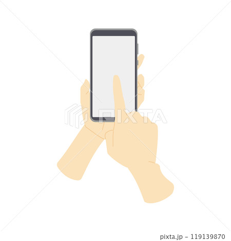 スマホをクリックする手のカラー線少なめイラスト素材3 119139870
