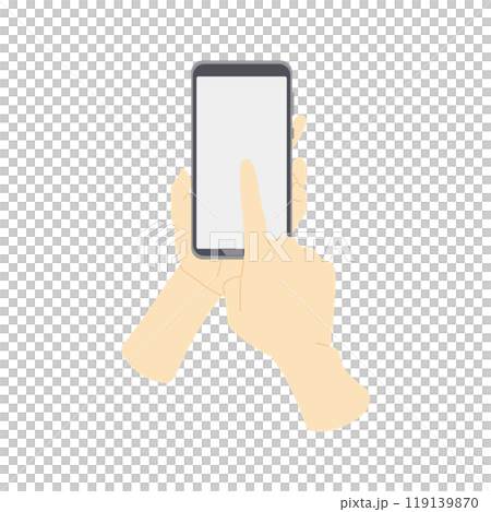 Color line illustration of a hand clicking a smartphone 3 119139870