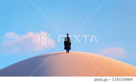 Lone Figure on the Horizon A Serene Solitary 119139964