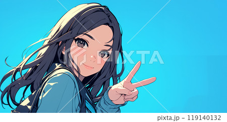 指差しする女子生徒 AI生成画像 指差しする女子生徒 AI生成画像 119140132