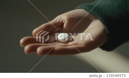 Woman's Hand Holding Birth Control Pills for Reproductive Healthcare and Wellness 119140573