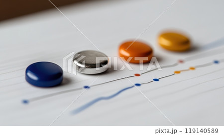 Colorful Pills Alongside Diagrams of Medical Charts and Data Analysis Colorful Pills Alongside Diagrams of Medical Charts and Data Analysis 119140589