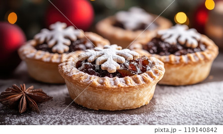 Festive Homemade Christmas Pastry Tarts with Seasonal Spices and Festive Homemade Christmas Pastry Tarts with Seasonal Spices and 119140842