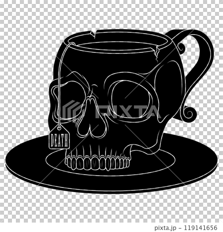 Porcelain tea cup in the shape of a human skull Porcelain tea cup in the shape of a human skull 119141656
