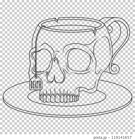 Porcelain tea cup in the shape of a human skull 119141657
