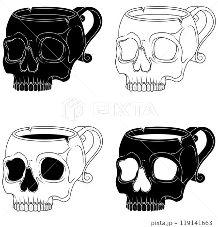 Porcelain tea cup in the shape of a human skull Porcelain tea cup in the shape of a human skull 119141663