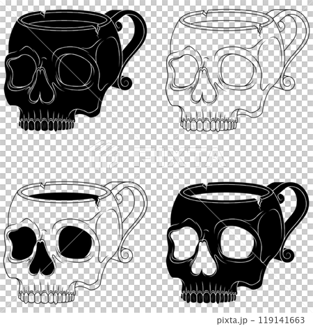 Porcelain tea cup in the shape of a human skull Porcelain tea cup in the shape of a human skull 119141663