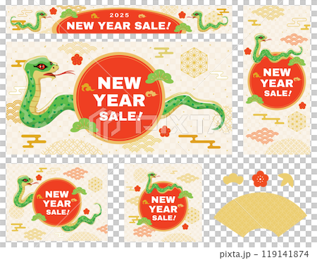 Background illustration set for the New Year's sale in the Year of the Snake Background illustration set for the New Year's sale in the Year of the Snake 119141874