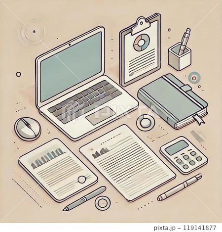 スマートフォンとパソコン画面が表示されたデジタル化しているイメージ 119141877