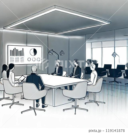 会議室で会議する人々 119141878