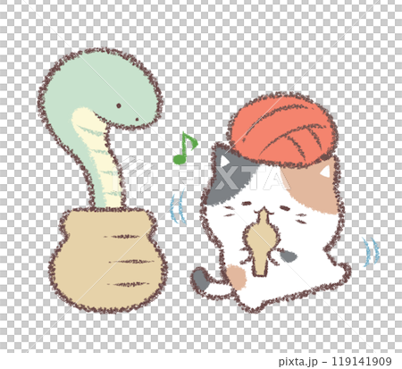 耍蛇人印花布貓 119141909