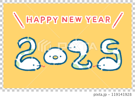 White snake in numbers 2025 New Year's card 119141928