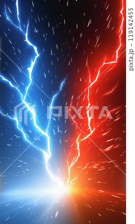 " 相対的な赤と青の雷のバッググラウンド " 119142455