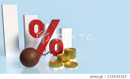 The percent and pendulum like prisoner for Business concept 3d rendering. The percent and pendulum like prisoner for Business concept 3d rendering. 119143163
