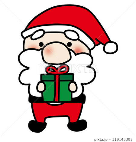 プレゼントを渡すお鼻の大きなサンタクロース 119143395