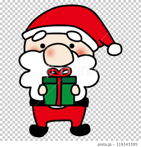 プレゼントを渡すお鼻の大きなサンタクロース 119143395