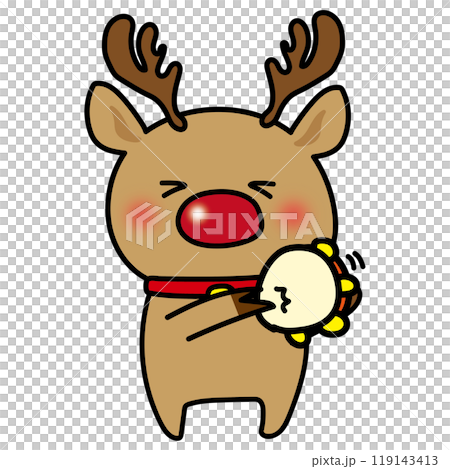 タンバリンを鳴らすお鼻の赤いトナカイ 119143413