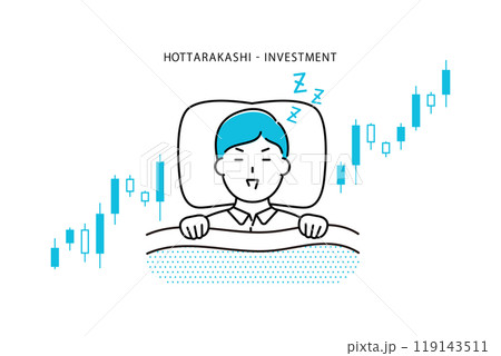 眠っている男性と株価のチャート―ほったらかし投資イメージ 眠っている男性と株価のチャート―ほったらかし投資イメージ 119143511