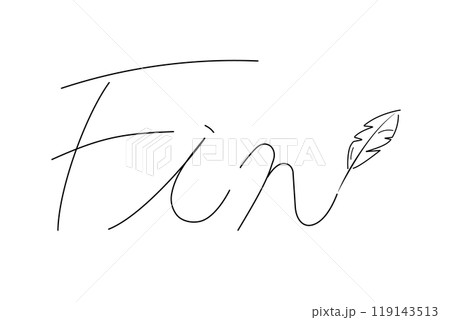 手書きのフィンの文字と羽ペンのイラスト 119143513