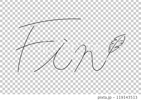 手書きのフィンの文字と羽ペンのイラスト 119143513