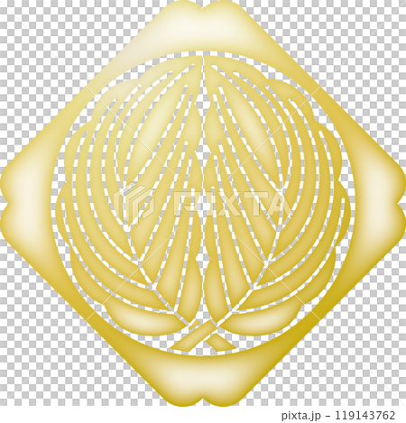 家紋　隅入り鉄砲角に抱き柏【金色】 119143762