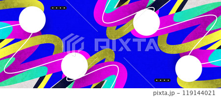 Abstract and Colorful Pop Art Background with Wavy Shapes and Texture Effect. Modern and Creative Banner, Poster or Cover Design Template Abstract and Colorful Pop Art Background with Wavy Shapes and Texture Effect. Modern and Creative Banner, Poster or Cover Design Template 119144021